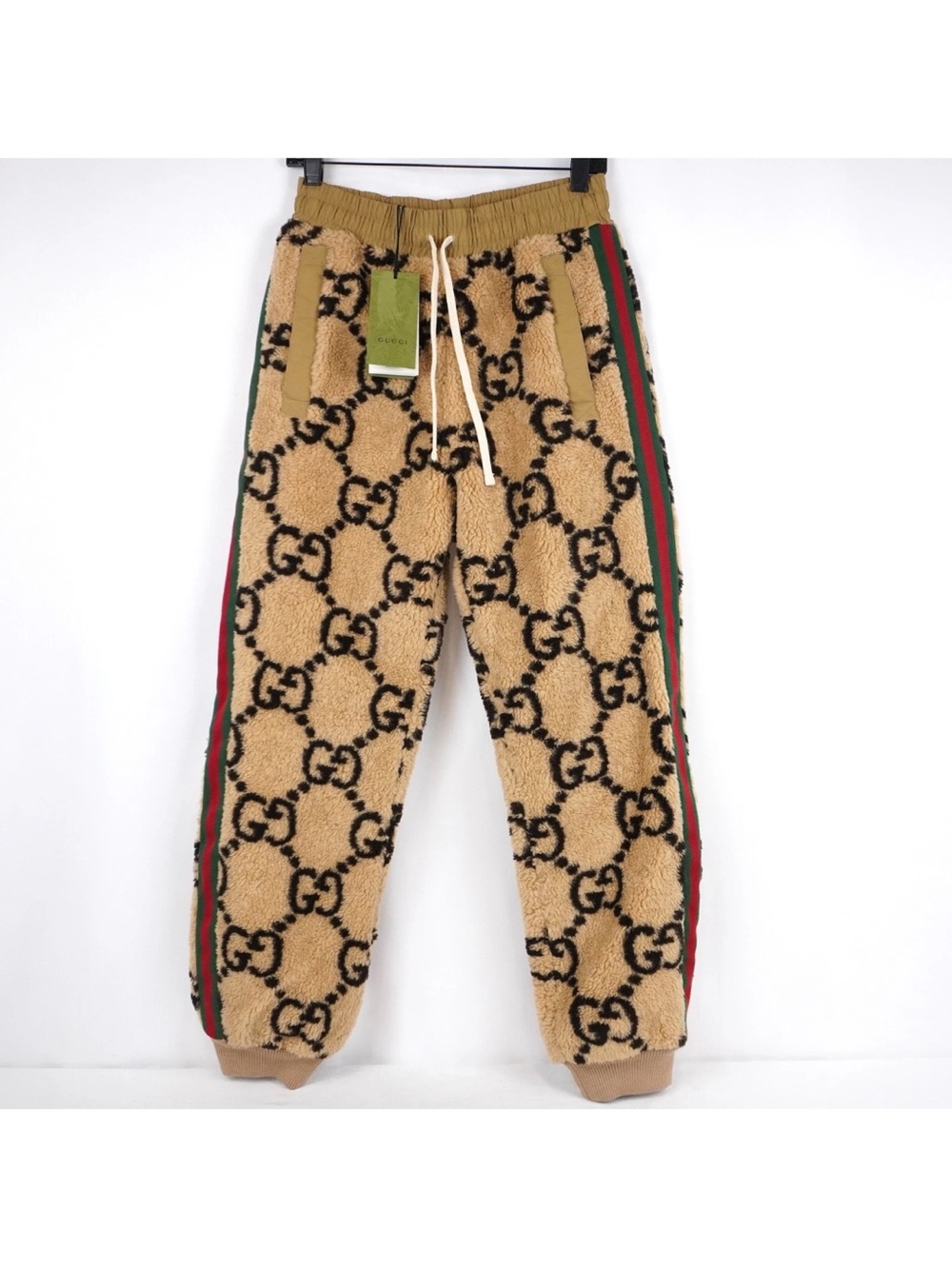 Men's Gucci GG jacquard wool blend fleece jogging pants size XL made in Italy - Picture 5 of 14